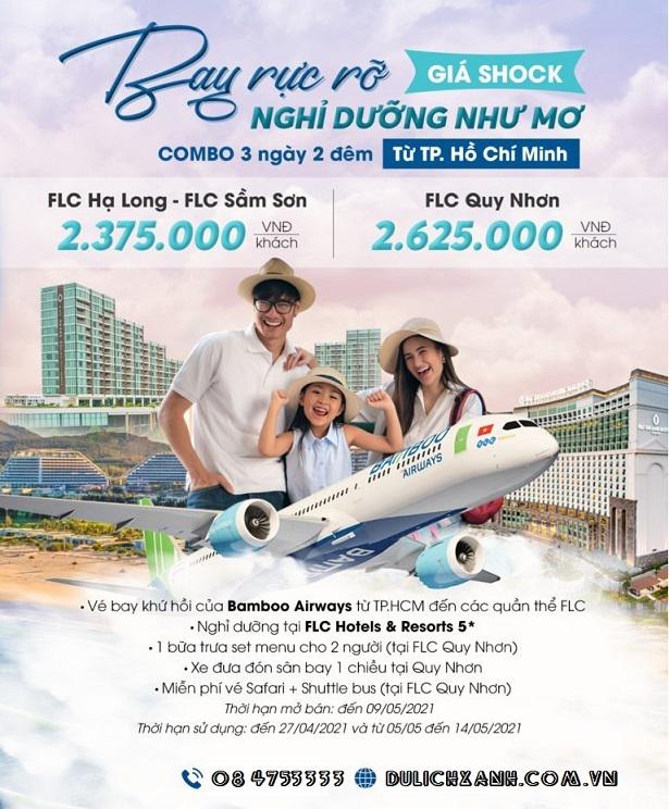 Combo bay Bamboo Aiways và Ngủ FLC Quy Nhơn, Sầm Sơn, Hạ Long 2 đêm giá chỉ từ 2,300,000 đồng